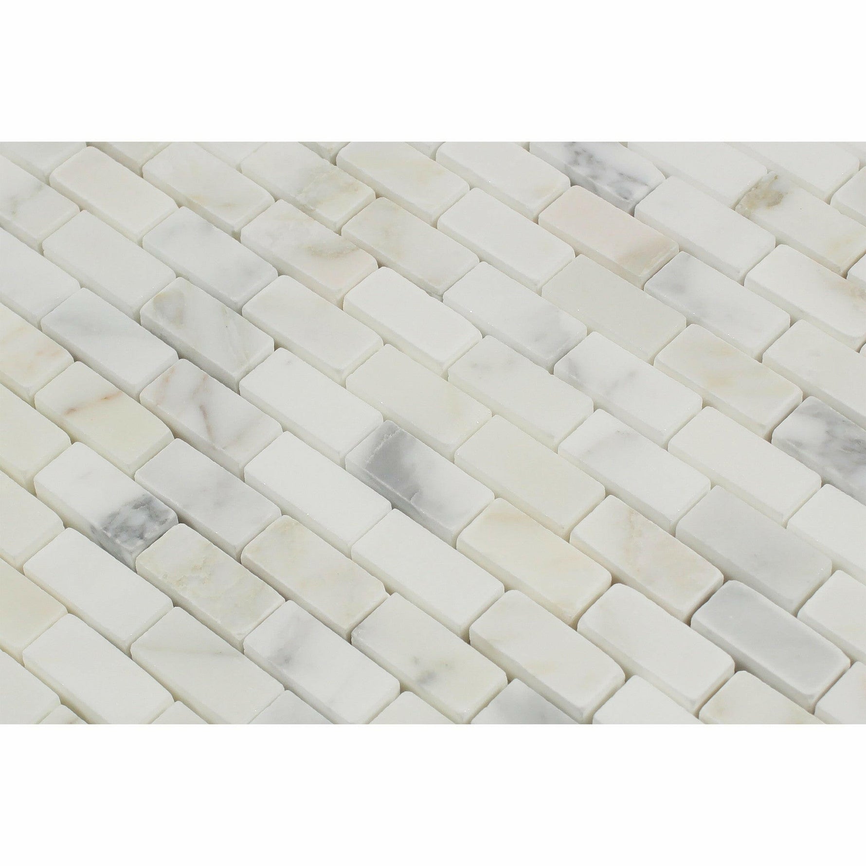 Calacatta Gold Marble Polished Baby Brick Mosaic Tile-Marble Mosaic-American Tile Depot