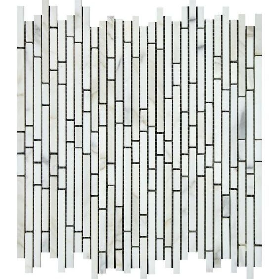 Calacatta Gold Marble Polished Bamboo Sticks Mosaic Tile ( Single Color )-Marble Mosaic-American Tile Depot