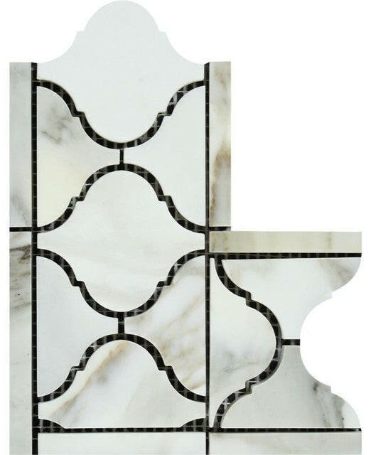 Calacatta Gold Marble Polished Lantern Border Corner-Marble Border-American Tile Depot