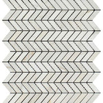 Calacatta Gold Marble Polished Mini Chevron Mosaic Tile-Marble Mosaic-American Tile Depot