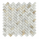 Calacatta Gold Marble Polished Mini Herringbone Mosaic Tile-Marble Mosaic-American Tile Depot