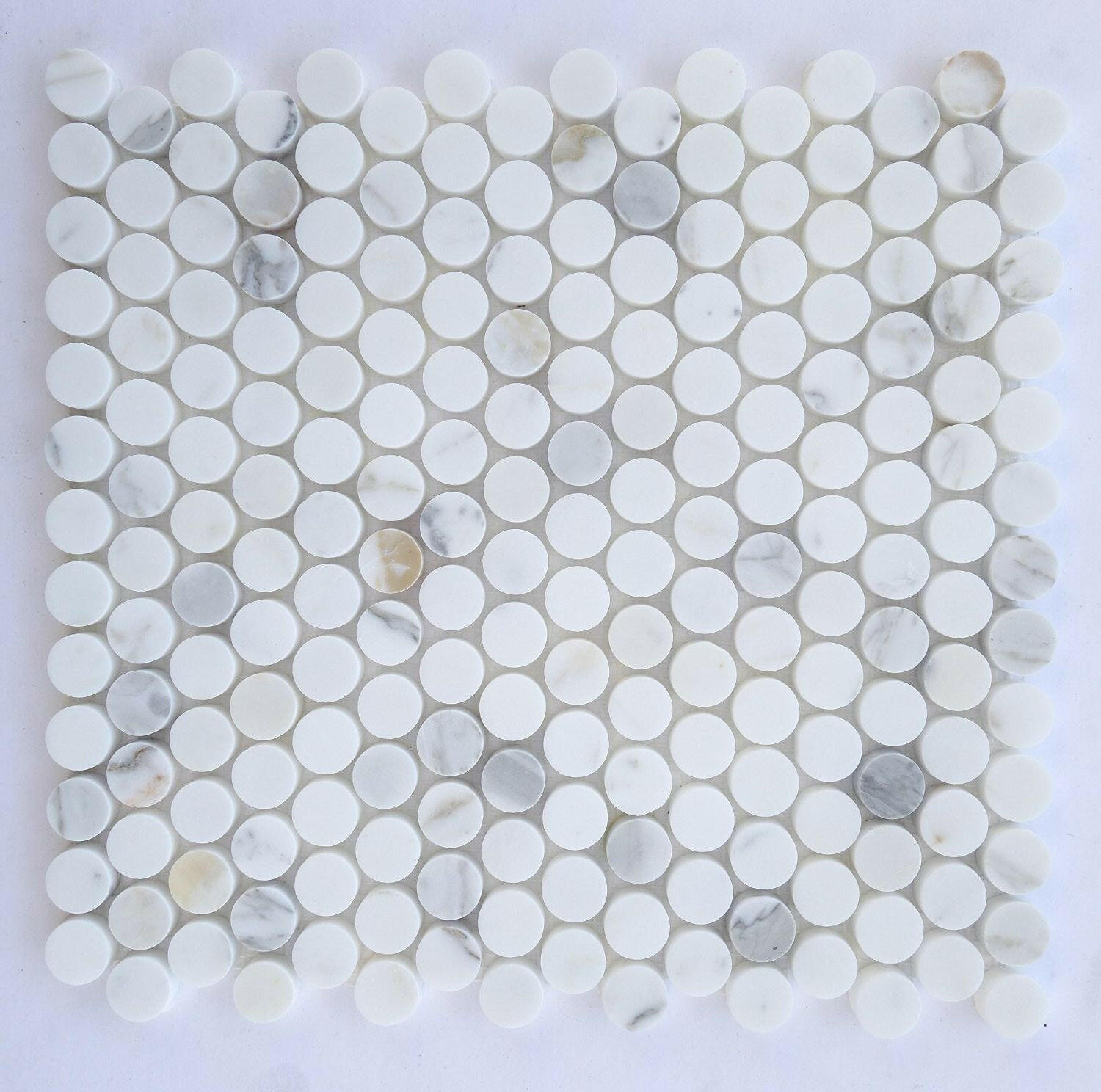 Calacatta Gold Marble Polished Penny Round Mosaic Tile-Marble Mosaic-American Tile Depot