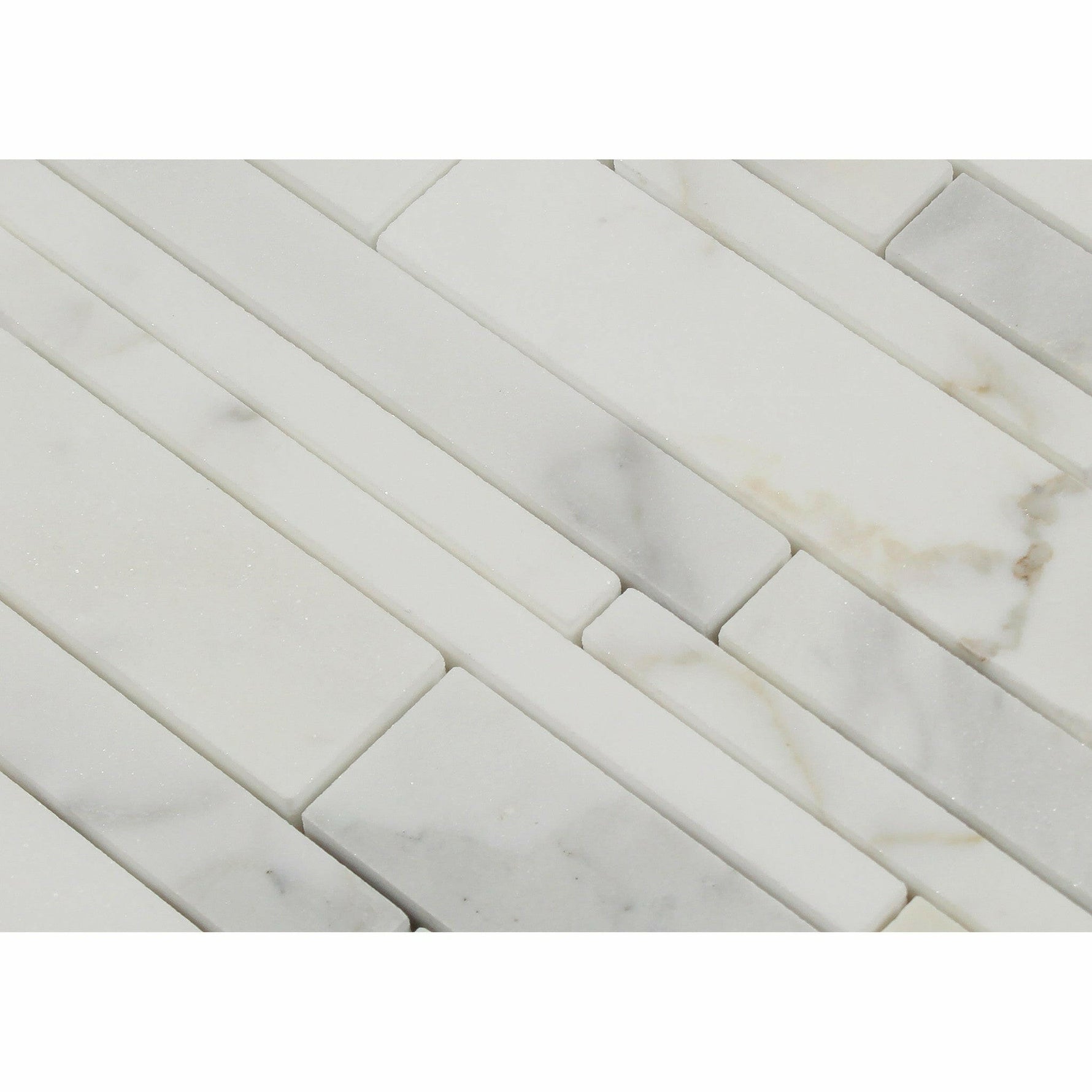 Calacatta Gold Marble Polished Random Strip Mosaic Tile-Marble Mosaic-American Tile Depot