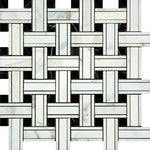 Calacatta Gold Marble Polished Triple Weave Mosaic Tile w / Black Dots-Marble Mosaic-American Tile Depot