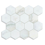 Calacatta Oliva Marble Honed 3" Hexagon Mosaic Tile-Marble Mosaic-American Tile Depot