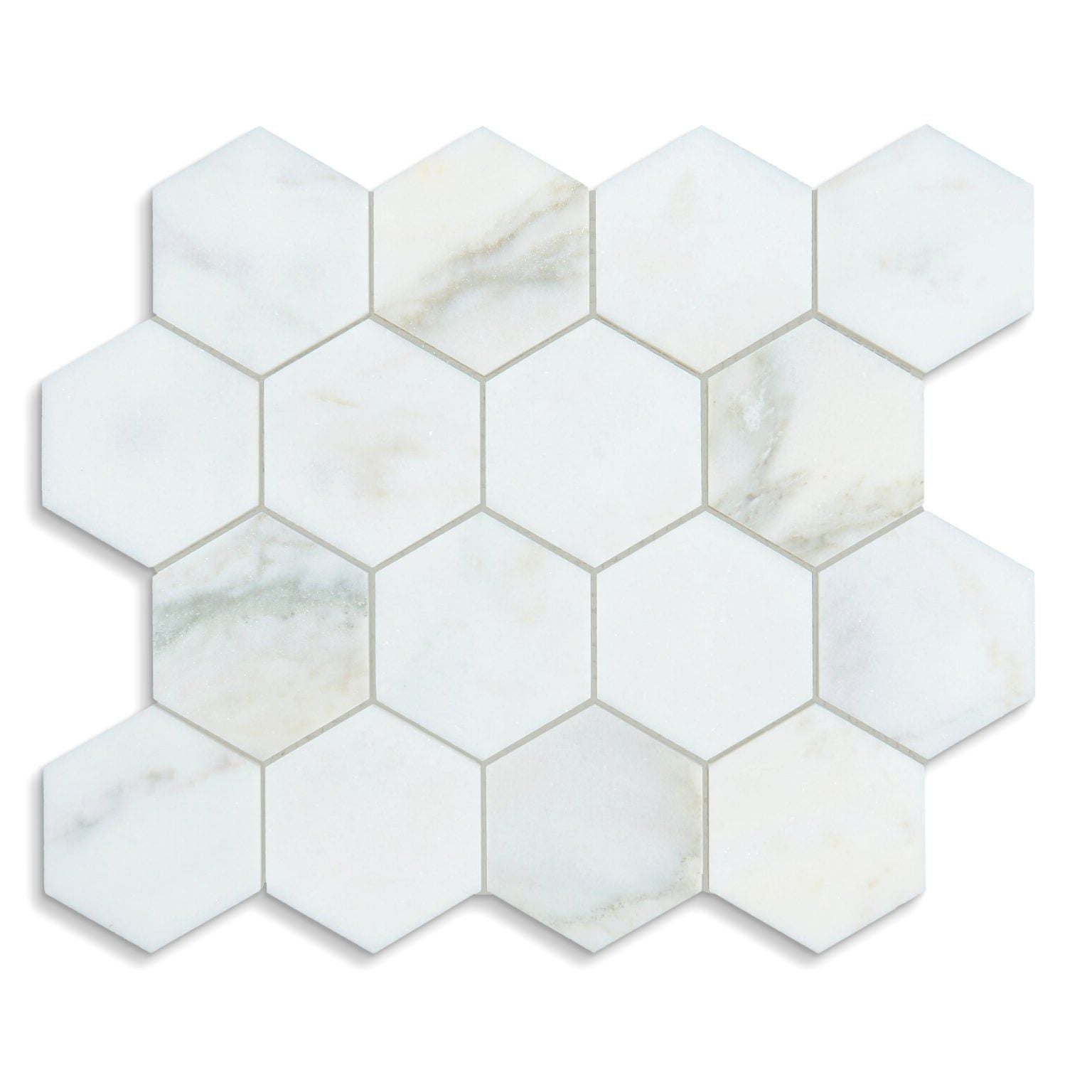 Calacatta Oliva Marble Honed 3" Hexagon Mosaic Tile-Marble Mosaic-American Tile Depot