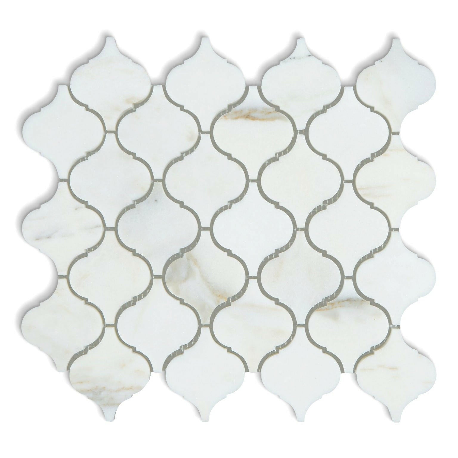 Calacatta Oliva Marble Honed 3" Lantern Arabesque Mosaic Tile-Marble Mosaic-American Tile Depot