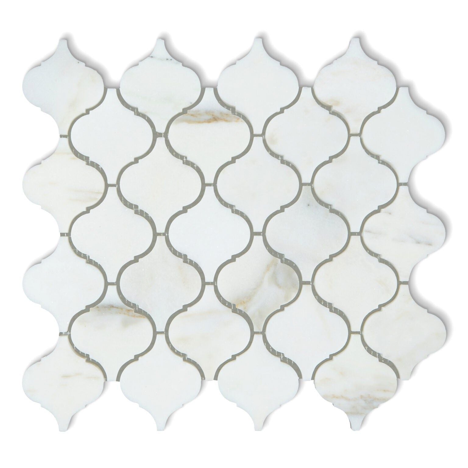 Calacatta Oliva Marble Honed 3" Lantern Arabesque Mosaic Tile-Marble Mosaic-American Tile Depot