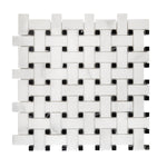 Calacatta Oliva Marble Honed Basketweave Mosaic Tile w/ Black Dots-Marble Mosaic-American Tile Depot