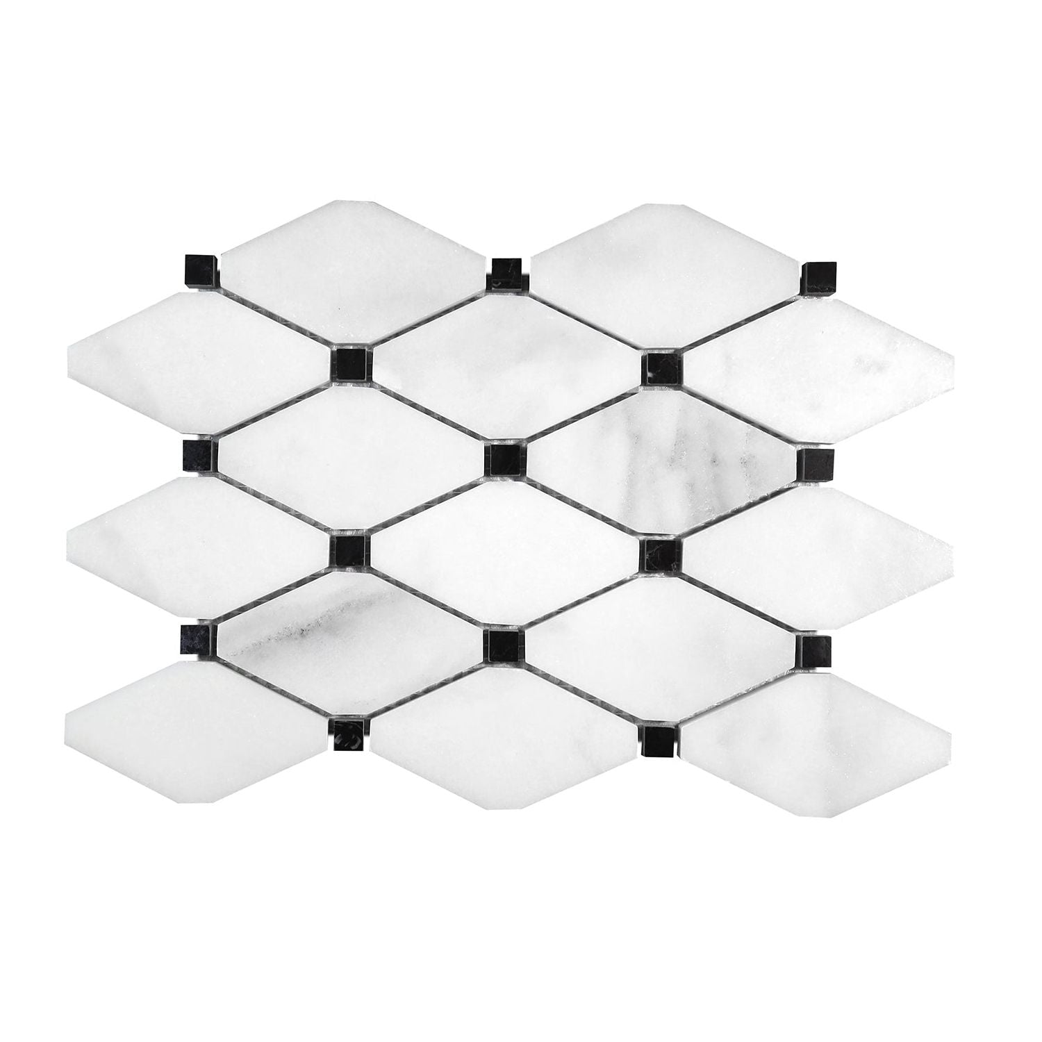 Calacatta Oliva Marble Honed Long Octave Mosaic Tile w/ Black Dots-Marble Mosaic-American Tile Depot