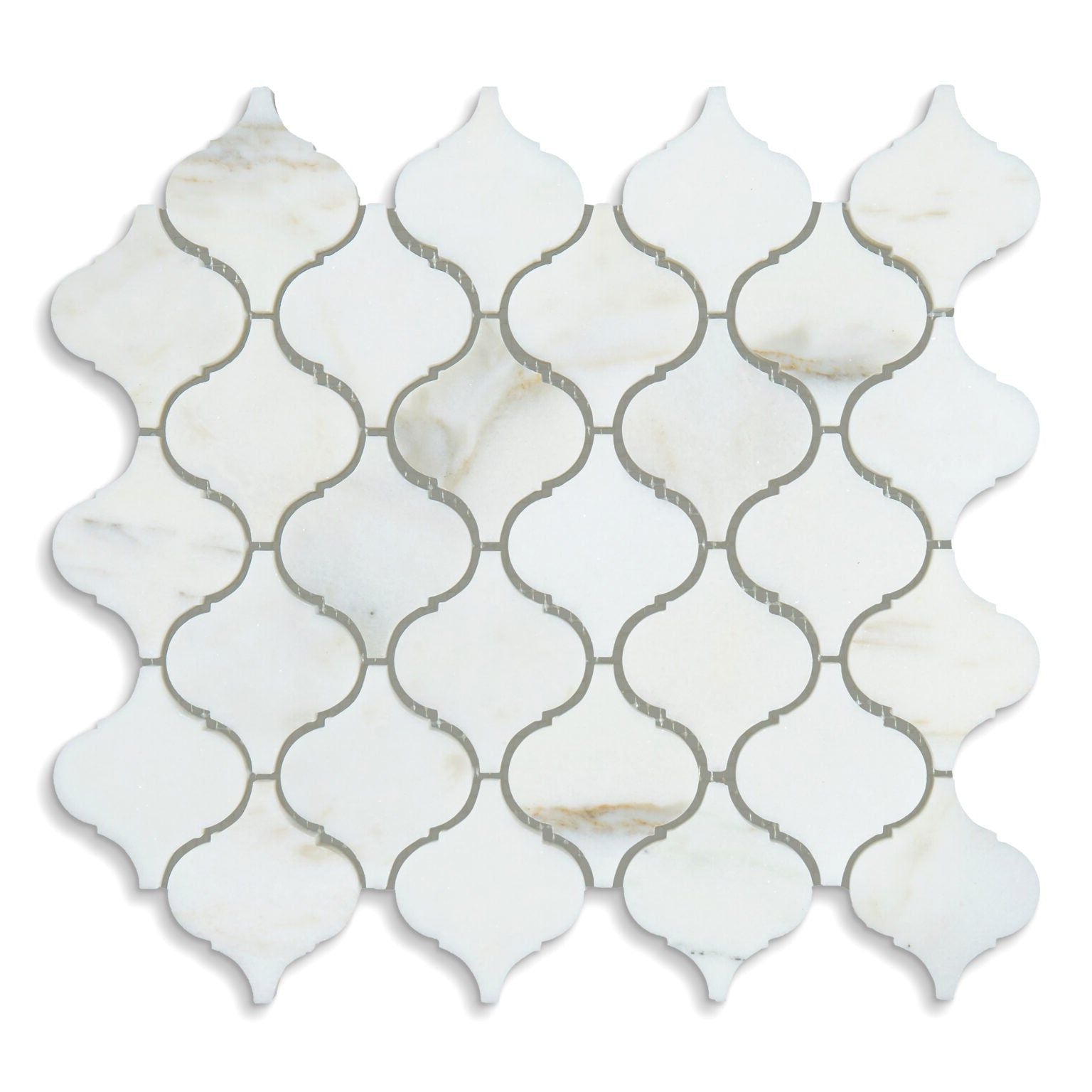 Calacatta Oliva Marble Polished 3" Lantern Arabesque Mosaic Tile-Marble Mosaic-American Tile Depot