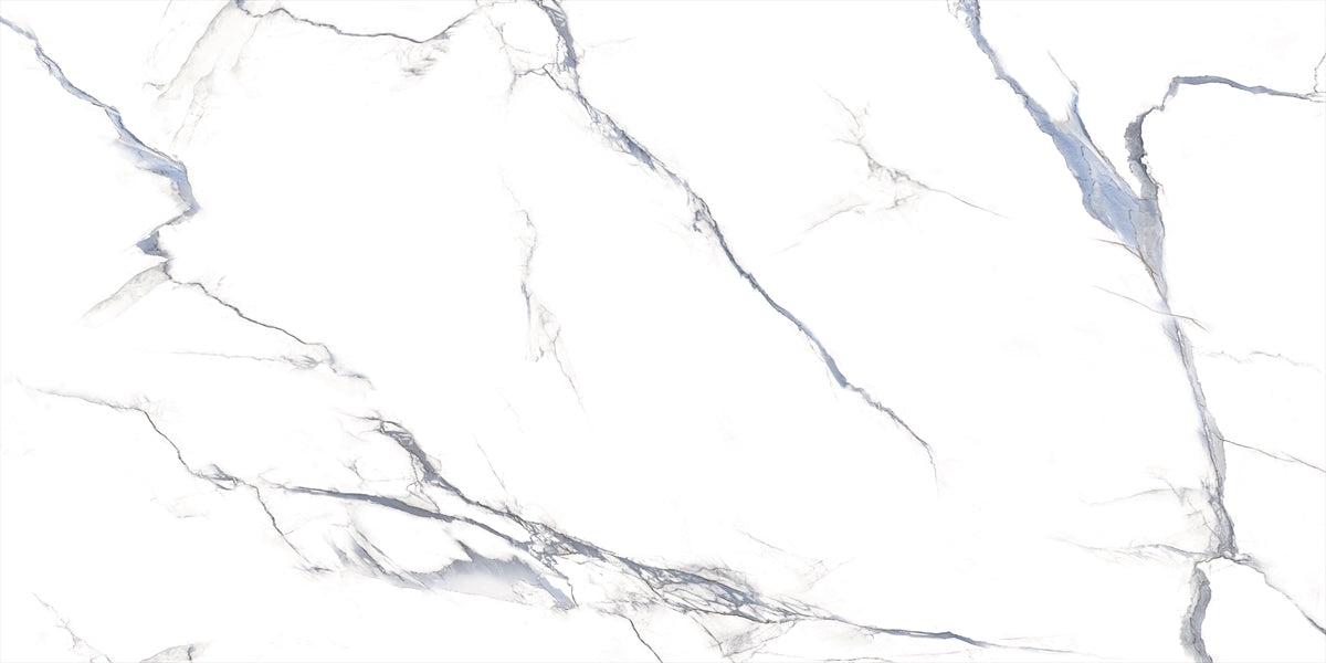 24 X 48 Calacatta Aqua Satin Matte Marble Look Porcelain Tile-Porcelain Tile Large Formate-American Tile Depot