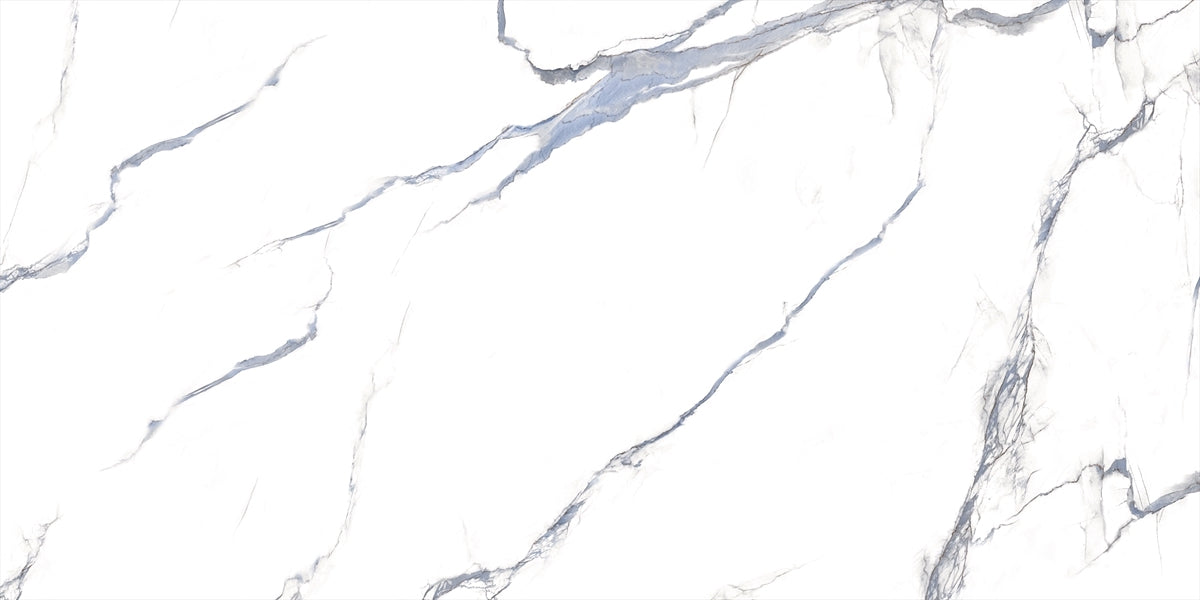 24 X 48 Calacatta Aqua Satin Matte Marble Look Porcelain Tile-Porcelain Tile Large Formate-American Tile Depot