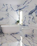 48 X 48 Calacatta Blue Polished Marble Look Porcelain Tile