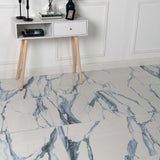 48 X 48 Calacatta Blue Matte Marble Look Porcelain Tile