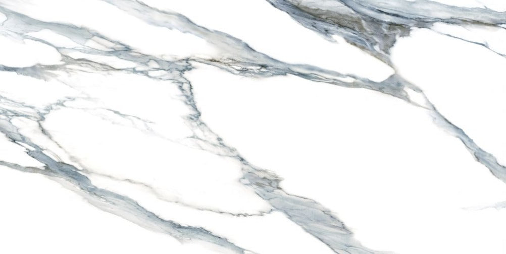 24 X 48 Calacatta Fantasy Acqua Polished Marble Look Porcelain Tile-PORCELAIN-Large Format-American Tile Depot