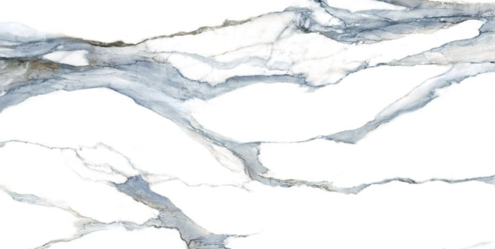 24 X 48 Calacatta Fantasy Acqua Polished Marble Look Porcelain Tile-PORCELAIN-Large Format-American Tile Depot