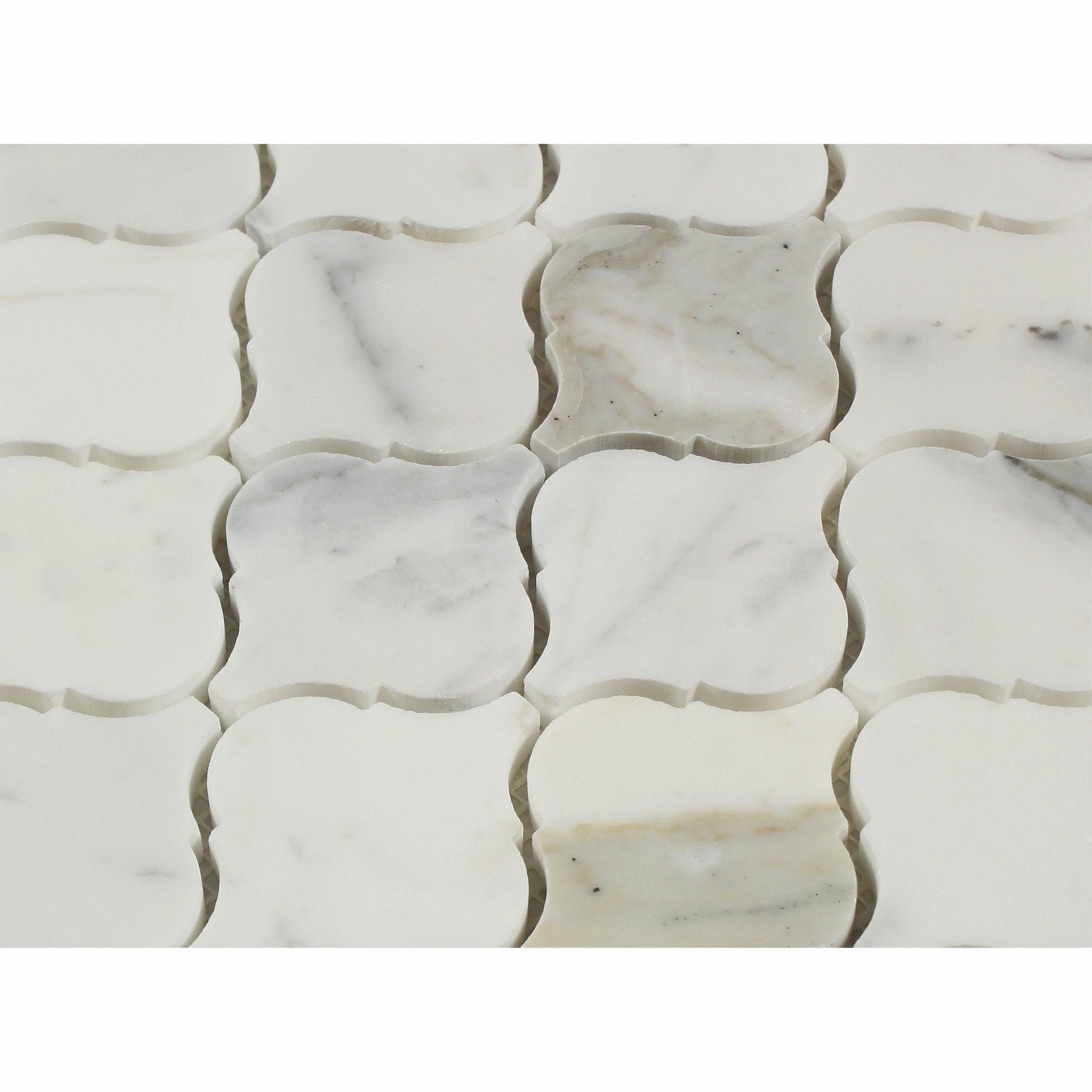 Calacatta Gold Marble Honed Lantern Arabesque Mosaic Tile