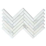 1 X 6 Calacatta Oliva Marble Honed Herringbone Mosaic Tile