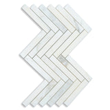 1 X 6 Calacatta Oliva Marble Honed Herringbone Mosaic Tile