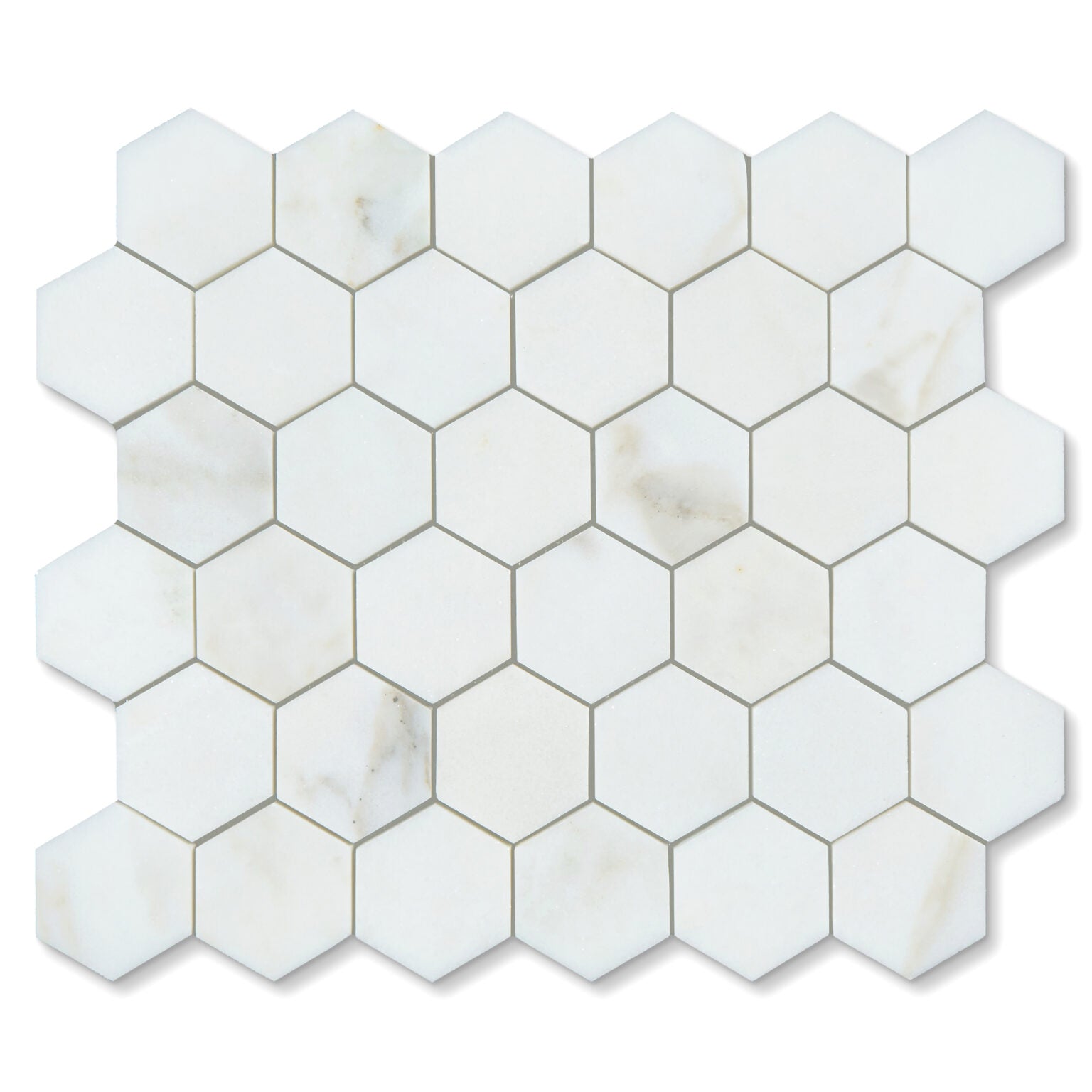 Sample of Calacatta Oliva Marble Honed 2" Hexagon Mosaic Tile-Marble Mosaic-American Tile Depot