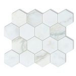 Calacatta Oliva Marble Honed 3" Hexagon Mosaic Tile-Marble Mosaic-American Tile Depot