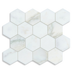 Calacatta Oliva Marble Honed 3" Hexagon Mosaic Tile-Marble Mosaic-American Tile Depot