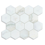 Calacatta Oliva Marble Honed 3" Hexagon Mosaic Tile