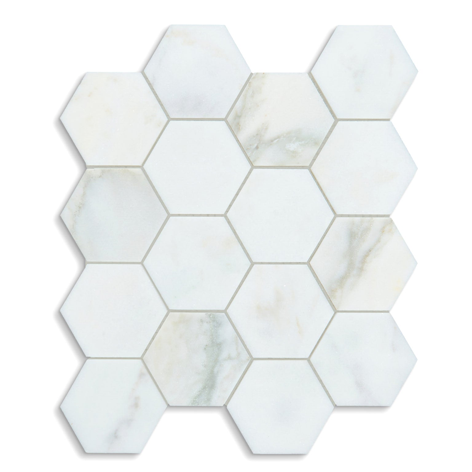 Calacatta Oliva Marble Polished 3" Hexagon Mosaic Tile-Marble Mosaic-American Tile Depot