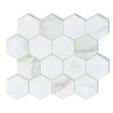 Calacatta Oliva Marble Honed 3" Hexagon Mosaic Tile