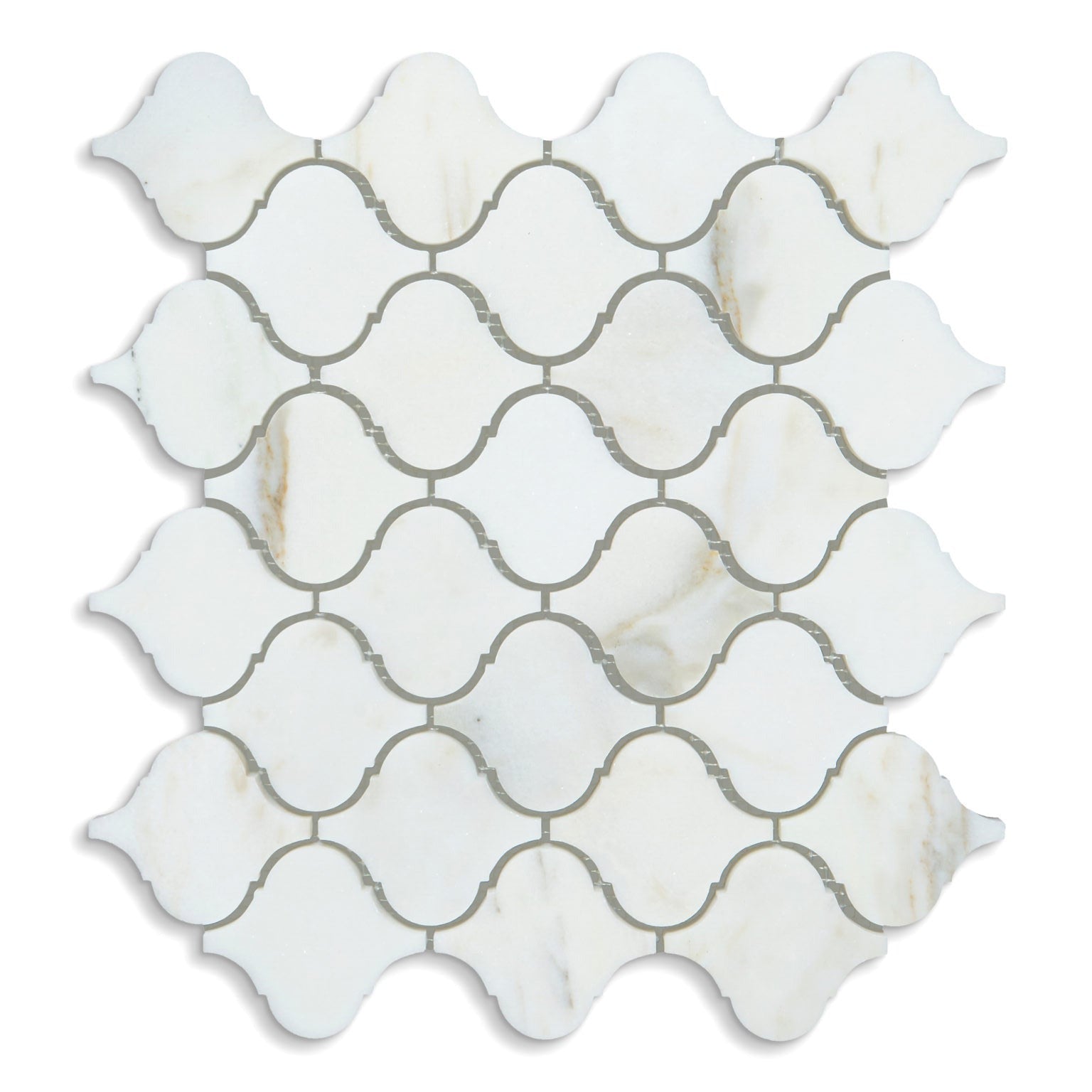 Calacatta Oliva Marble Polished 3" Lantern Arabesque Mosaic Tile-Marble Mosaic-American Tile Depot