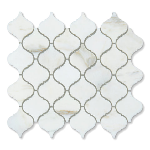 Calacatta Oliva Marble Polished 3" Lantern Arabesque Mosaic Tile