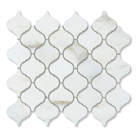 Calacatta Oliva Marble Honed 3" Lantern Arabesque Mosaic Tile