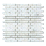 Sample of 5/8 X 1 1/4 Calacatta Oliva Marble Honed Mini-Brick Mosaic Tile-Marble Mosaic-American Tile Depot