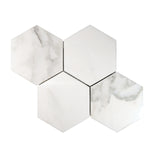 Sample of Calacatta Oliva Marble Honed 6" Hexagon Mosaic Tile-Marble Mosaic-American Tile Depot