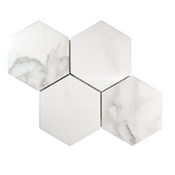 Calacatta Oliva Marble Honed 6" Hexagon Mosaic Tile