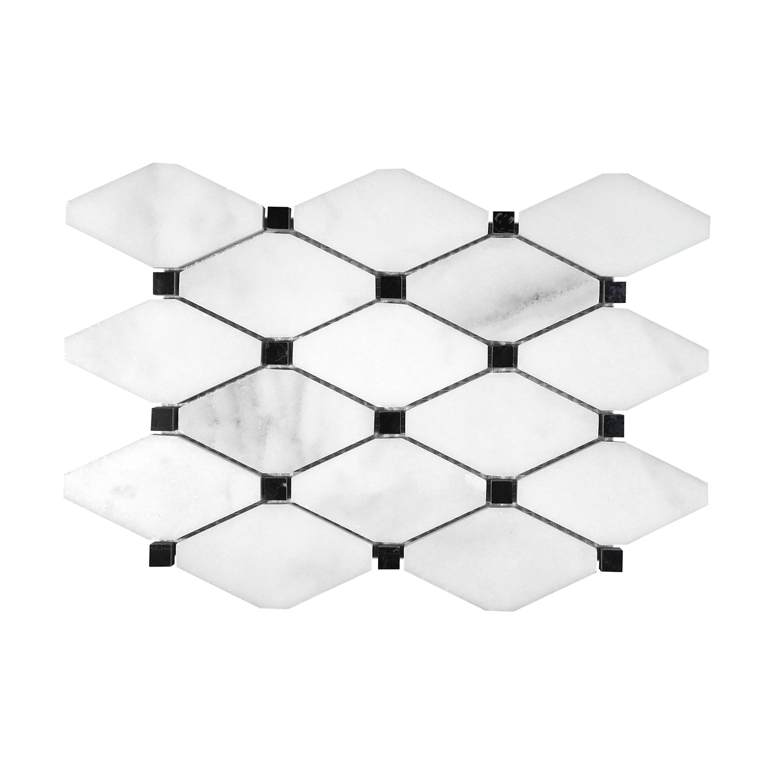 Calacatta Oliva Marble Honed Long Octave Mosaic Tile w/ Black Dots-Marble Mosaic-American Tile Depot