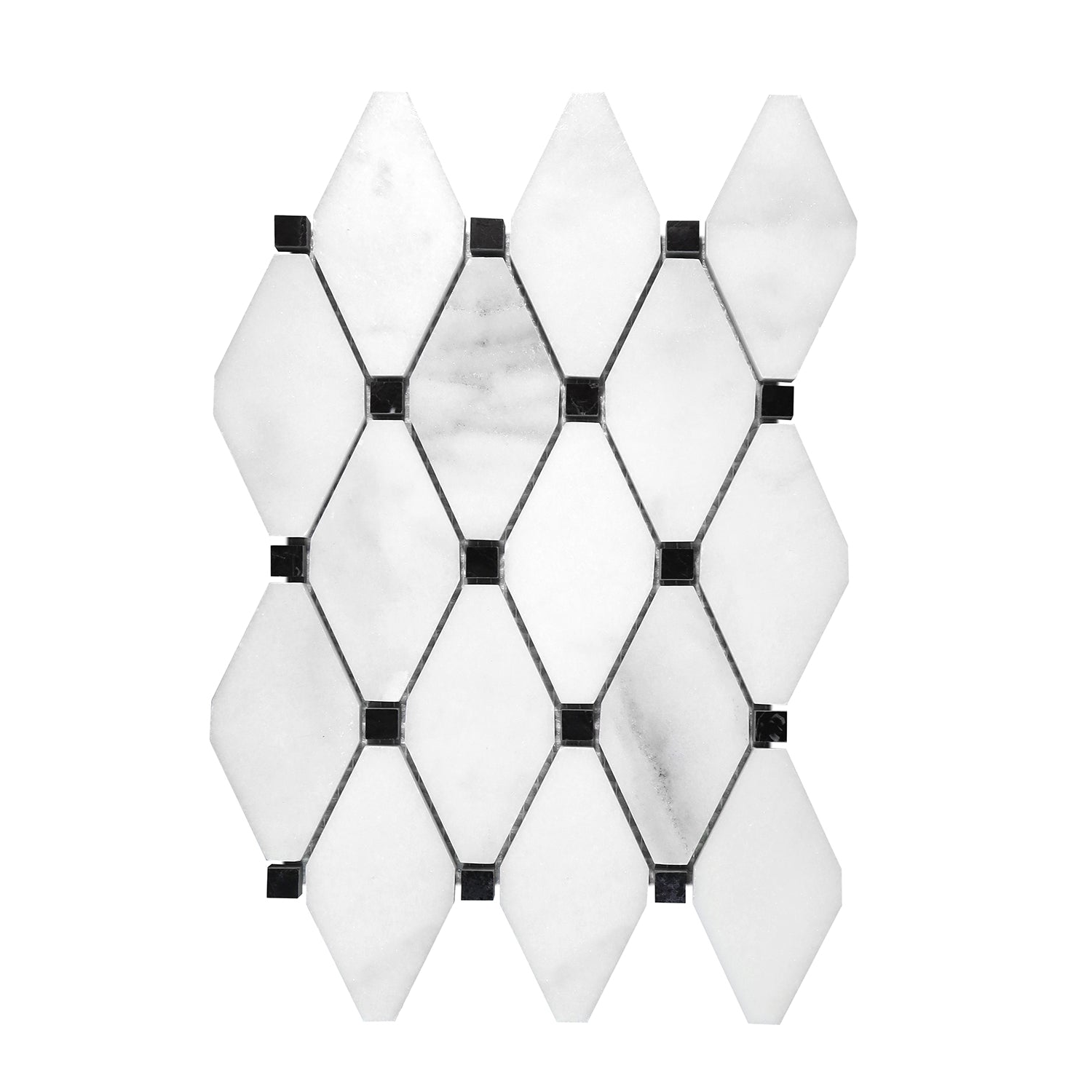 Calacatta Oliva Marble Honed Long Octave Mosaic Tile w/ Black Dots-Marble Mosaic-American Tile Depot