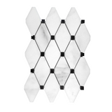 Calacatta Oliva Marble Honed Long Octave Mosaic Tile w/ Black Dots