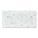 Calacatta Oliva Marble Polished Penny Round Mosaic Tile