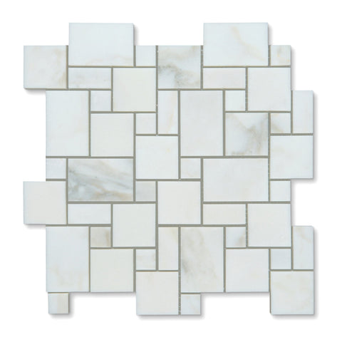 Calacatta Oliva Marble Polished Mini-Versailles Mosaic Tile