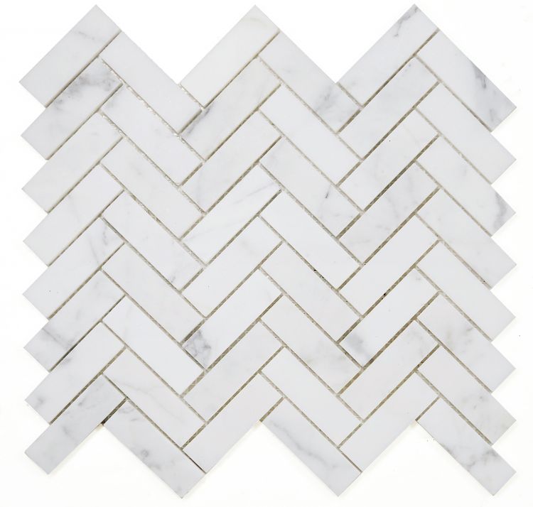 Herringbone Calacatta White Honed Marble Mosaic Tile-Marble Mosaic-American Tile Depot