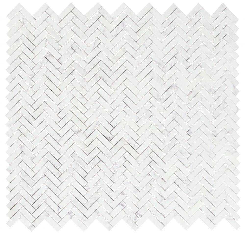 Herringbone Calacatta White Honed Marble Mosaic Tile-Marble Mosaic-American Tile Depot