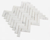 Herringbone Calacatta White Honed Marble Mosaic Tile