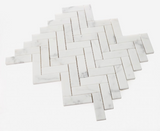 Herringbone Calacatta White Honed Marble Mosaic Tile