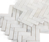 Herringbone Calacatta White Honed Marble Mosaic Tile