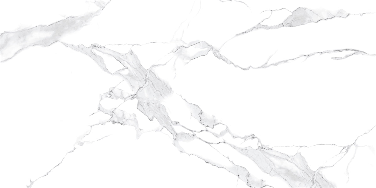 24 X 48 Calacatta White Satin Matte Marble Look Porcelain Tile-Porcelain Tile Large Formate-American Tile Depot