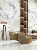 24 X 48 Calacatta Blue Polished Marble Look Porcelain Tile