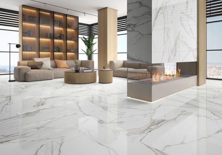 24 X 48 Calacatta Fantasy Topo Polished Marble Look Porcelain Tile-PORCELAIN-Large Format-American Tile Depot