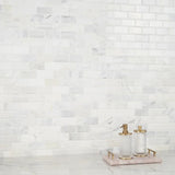 2 X 4 Calacatta Oliva Marble Polished & Beveled Brick Mosaic Tile